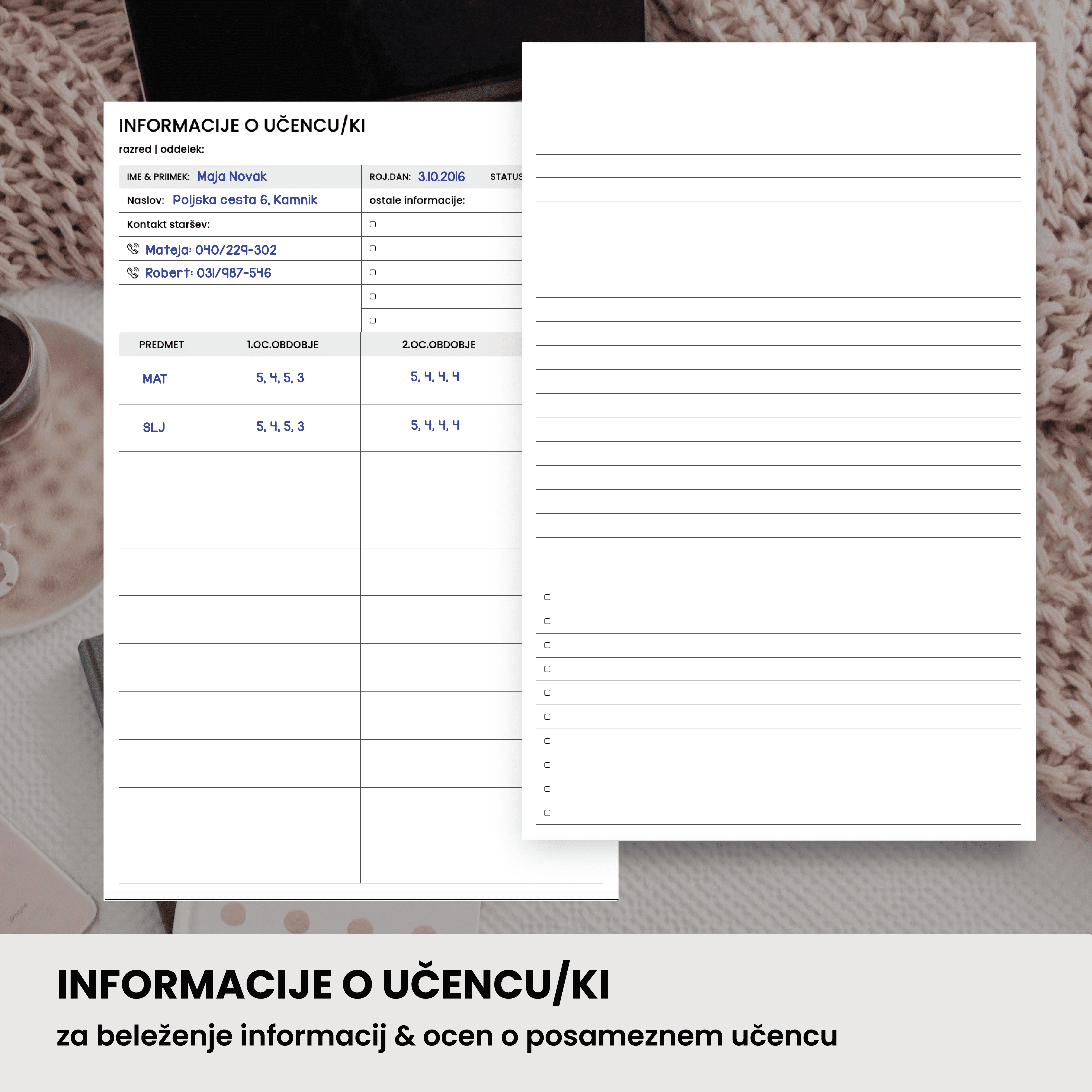 Informacije o učencu/ki